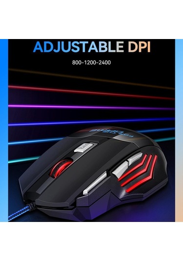 Usb Kablolu Fare 2400 Dpi Ayarlanabilir Led Arkadan Aydınlatmalı Bilgisayar Oyunu Fareler Dizüstü Pc Için 7 Düğmeler Optik Kablolu Oyun Faresi