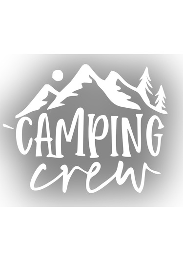Camping Crew Sticker 17x17 Cm Beyaz