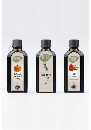 Masala Biberiye + Hint + Kabak Çekirdeği Yağı 3 x 100 ML