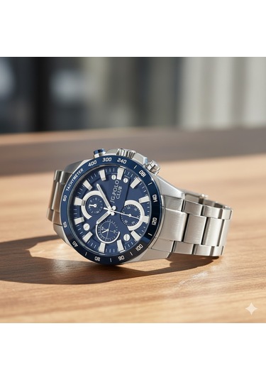 Jg. Polo Club Erkek Kol Saati Gümüş Ve Mavi Renk, Mavi Kadran - Şık Metal Kordon, 2 Yıl Garantili Metalik