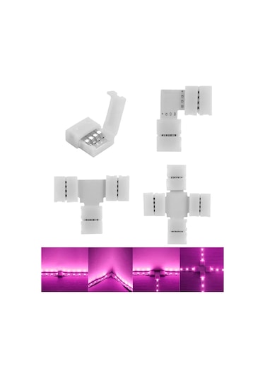 Fobz 4 Pin 10mm Köşe Adaptörü Led Şerit 334098555 Beyaz Pırlanta