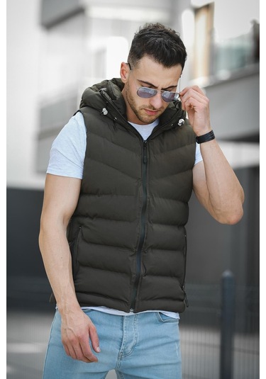 Giaco Slim Fit Kapüşonlu Suya Dayanıklı Puffer Erkek Şişme Yelek 001