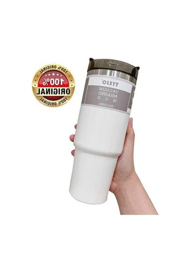 Ebitda Vakumlu 890ml Seyahat Termos, Paslanmaz Çelik, Beyaz Beyaz