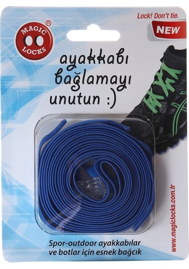 Magic Locks Akılı Elastik Yassı Bağcık-Mavi Mavi