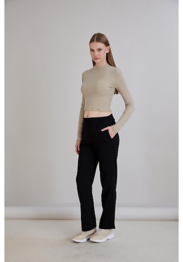 Sortie Collection Simli Örme Pantolon Siyah