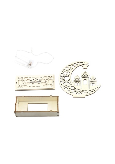 Shineyee Ahşap Ay Şekilli Ramazan Bayramı Dekorasyonu, Led Işıklı, Ev Dekoru Ve Gece Lambası, Pil Dahil Değil