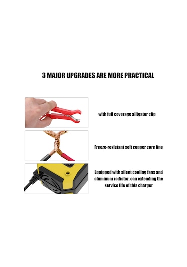 Sringsun Araba Akü Şarj Cihazı, 12v 7a Kurşun-asit Akü Şarj Cihazı, Lcd Ekranlı Akıllı Akü Bakım Cihazı 7 Aşamalı Şarj Cihazları