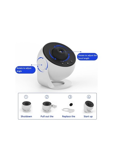 Didadodo Sones Galaxy Gece Lambası Yıldız Projektör Led Masa Lambası Çocuk, Yıldızlı Gece 2