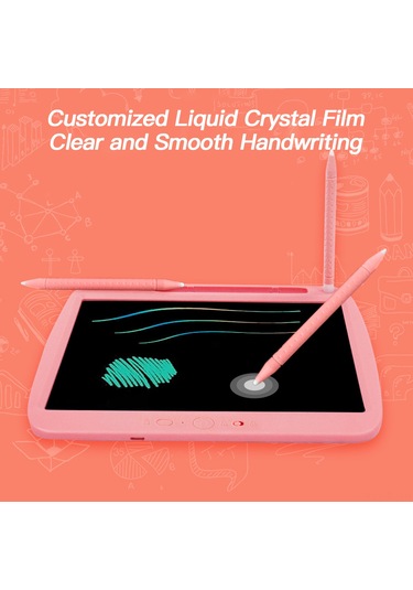 Hombey 9 İnç Pembe Renkli Lcd Çocuk Yazma Tahtası - Usb Şarjlı, Akıllı Göz Korumalı, Tek Tuşlu Kilit Ve Temizleme, Parlak Film, Çift Uçlu Kalem Pembe