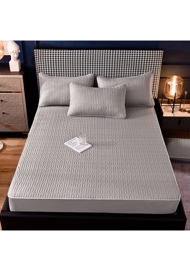 Yifomall Halka Satış: Gri Tam Kapama Yorgan Kılıfı + 1 Yastık Kılıfı, Kaymazsız, Toz Engellici, Konforlu Ev Tekstili Seti Diğer