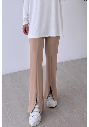 Kahijab Yırtmaç Detay Pantolon - Camel Camel