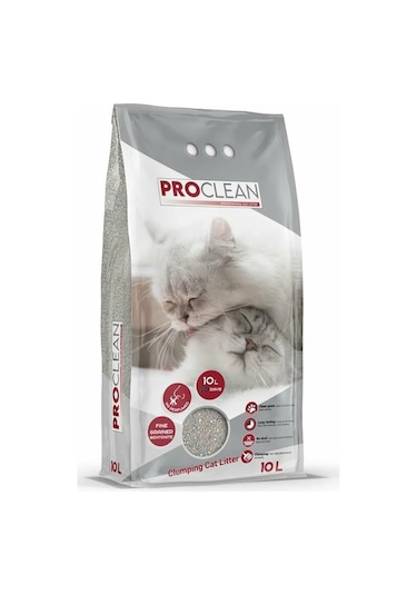 Proclean Parfümsüz İnce Taneli Topaklaşan Bentonit Kedi Kumu 10 L