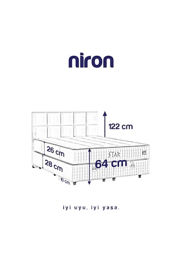 Star Yatak Seti 100x200 Cm Tek Kişilik Yaylı Sert Ortopedik Yatak Antrasit Lüks Baza Başlık Takımı 100 x 200