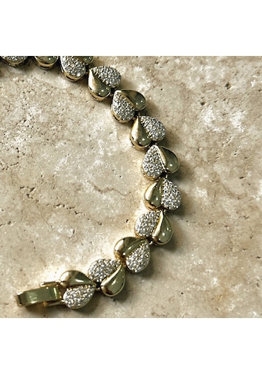 Vıp Seri Kalpli Zirkon Bileklik Gold Gold