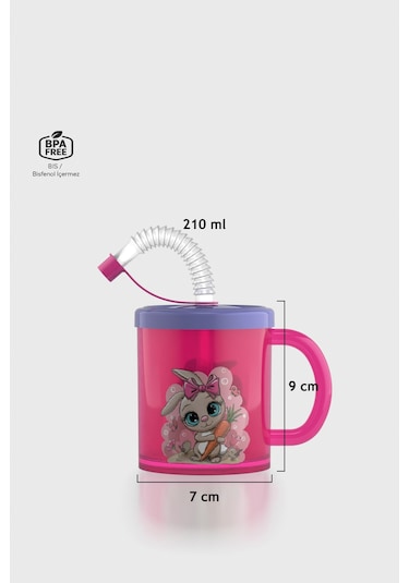 Renga Ruby Tavşan Desenli 210 Ml Pipetli Kulplu Pp Bebek Bardağı 142026 Pembe-mor Pembe