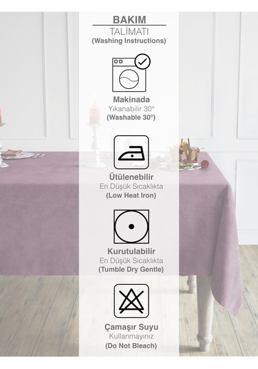 Daily Series Kadife Dokulu Gül Kurusu Rengi Masa Örtüsü Gül Kurusu