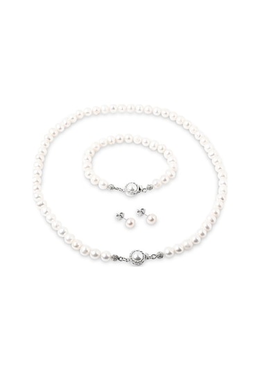 Chavin Doğal Inci Kolye Küpe Bileklik Özel Kutulu Set Ct83