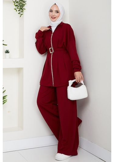 Dilsa Kemerli Oysho İkili Takım 1607 - Bordo Bordo