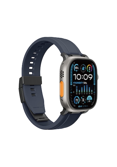 Apple Watch Ultra 1-2-3 49mm Kordon Titan Chrono Magnetik Silikon Kordon