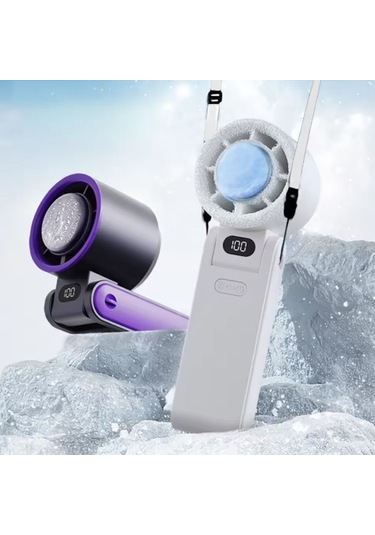 Led Ekranlı, Taşınabilir Soğutma Fanı, Şarj Edilebilir Gri,