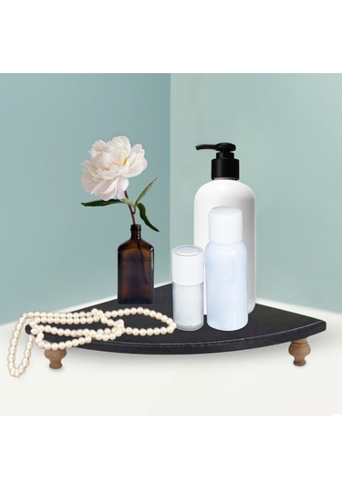 Suntek Tezgah Üstü Mutfak Parfümü Için Ahşap Köşe Raf Siyah