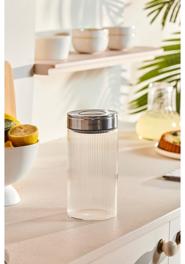 Karaca Ripple Inox Cam Saklama Kabı 1000 Ml Beyaz