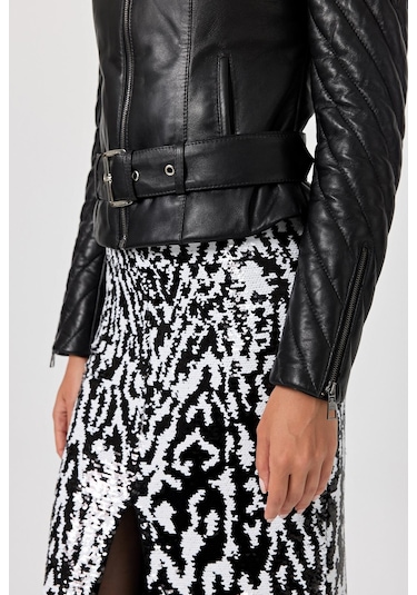 Belinda Siyah Deri Mont Siyah