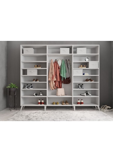 Monet Membran 6 Kapaklı Portmanto Montaj Dahil Beyaz 240 Cm