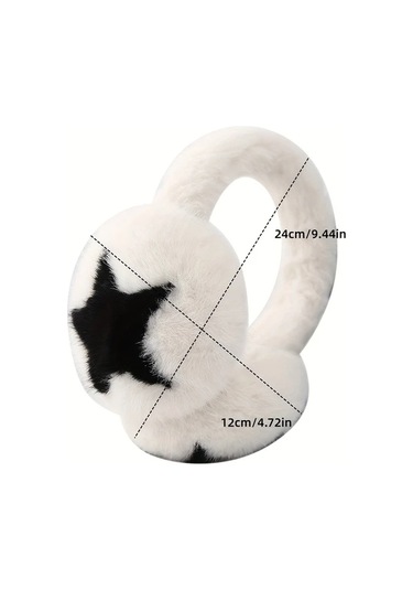 Primepickings Yıldız Desenli Beyaz Kulaklık - Yumuşak Rüzgar Geçirmez Katlanır Kayak Yürüyüş