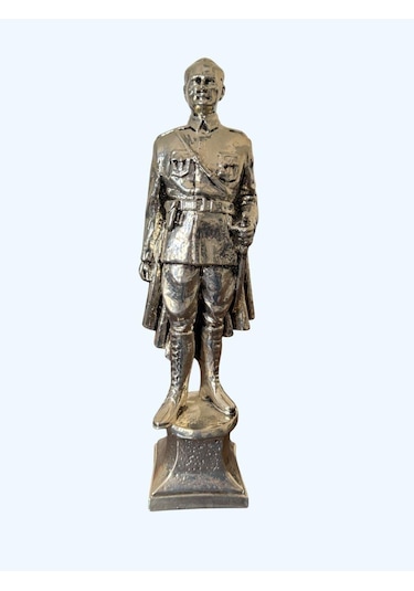 Atatürk Büstü Heykel Biblo 34 Cm Gümüş Renk
