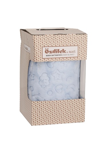 Kutulu Embos Bebek Battaniyesi 100x120 Cm Mavi Mavi