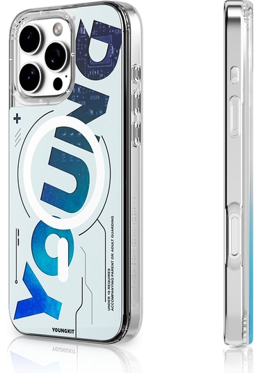iPhone Uyumlu 16 Pro Kılıf Magsafe Şarj Özellikli Airbagli Youngkit Future Streamer Serisi Kapak Mavi
