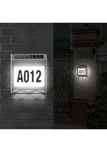 Skycity Güneş Enerjili Paslanmaz Çelik Sayı Tabelası, Işık Kontrollü Led Adres Göstergesi, Otomatik Aydınlatma 8-12 Saat, Ip54 Su Geçirmez Gümüş