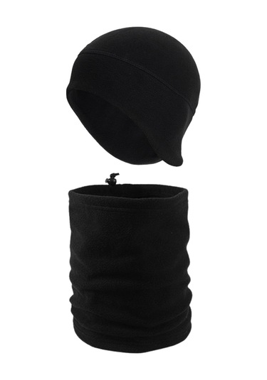 Kışlık Termal Polar Kulaklıklı Bere - İpli Boyunluk 2'li Set