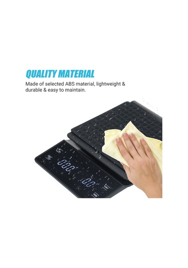 Youtek Siyah Ev Ve Mutfak Dijital Terazi - 0.3-3000g Hassasiyet, Su Geçirmez, Arka Işık, Otomatik Kapanma, Pil Yok Siyah
