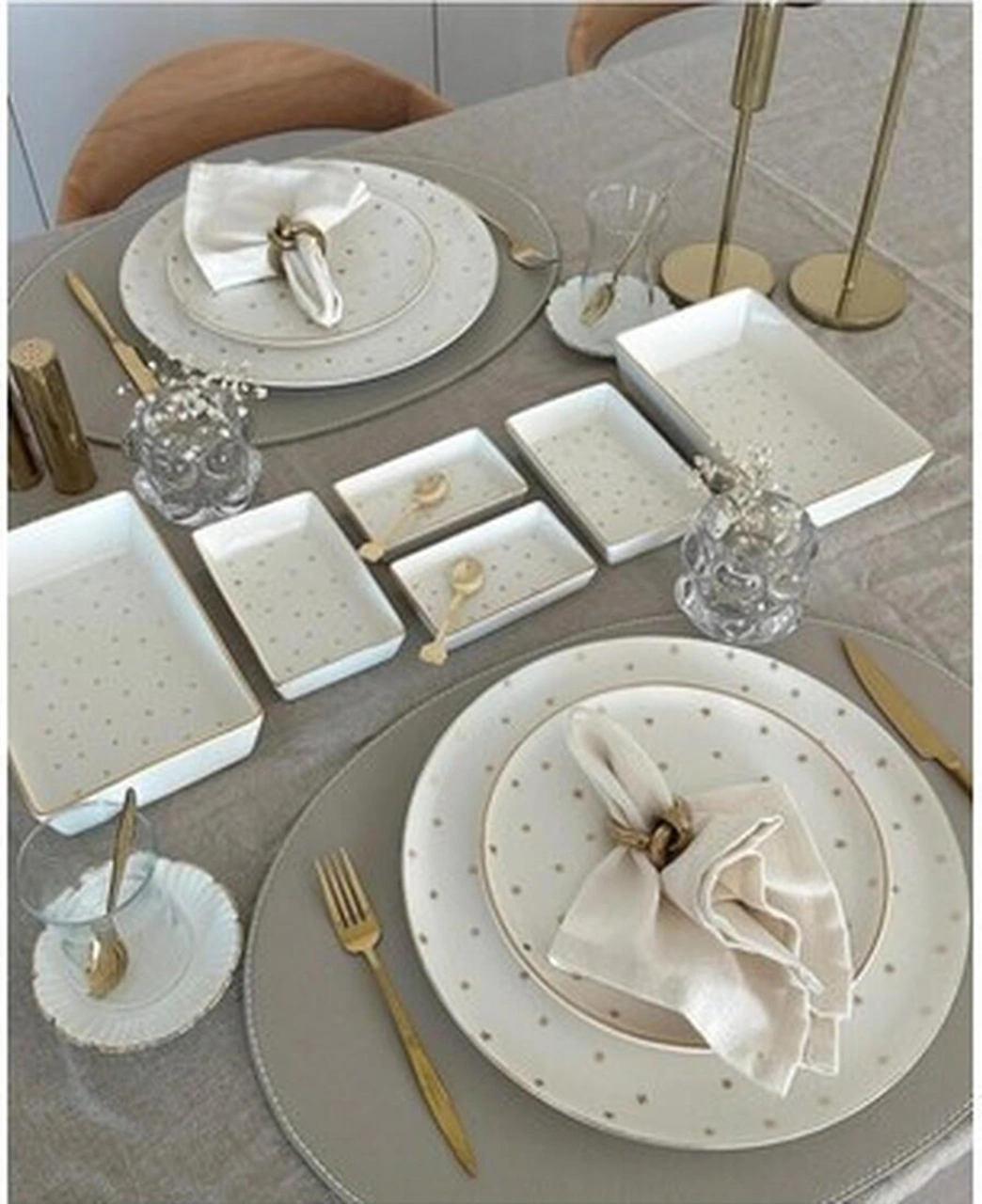 Porland Forest Kahvaltı Takımı 2 Kişilik 10 Parça Yaldızlı Beyaz Porselen Gold Renk-106858 Süt Beyazı