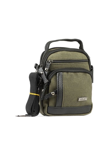 Kanvas Deri Detay Erkek Günlük El Omuz Askılı Çanta Siyah A101 Siyah - Haki