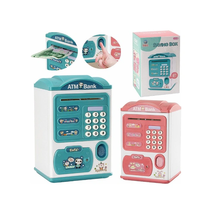 Parmak İzi Görünümlü Elektronik Şifreli Otomatik Kağıt Para Alan Atm Kumbara 5256