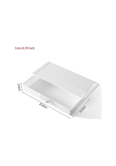 Ganzhoushop Masa Altı Saklama Kutusu Kayar Masa Yapıştırıcı Kırtasiye Kalem Organizasyonu Ev Mutfak Çatal Kaşık Düzenleyici Beyaz