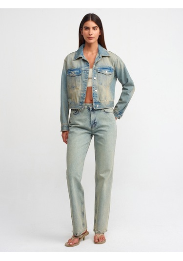 Dilvin Tint Yıkama Orta Boy Denim Mont Tint Mavi