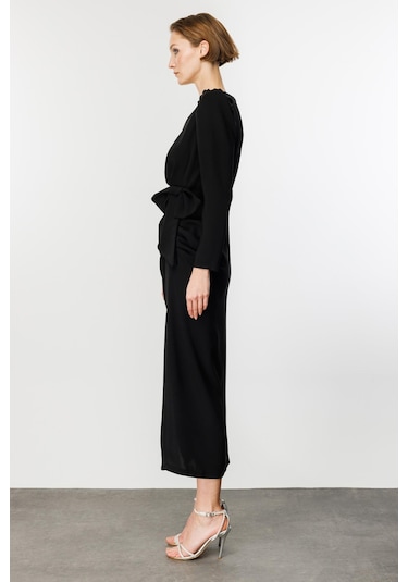 Fiyonklu Abiye Elbise Nefeli Siyah