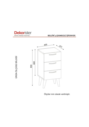 Dekorister Bellini 3 Çekmeceli Şifonyer Beyaz-Ceviz