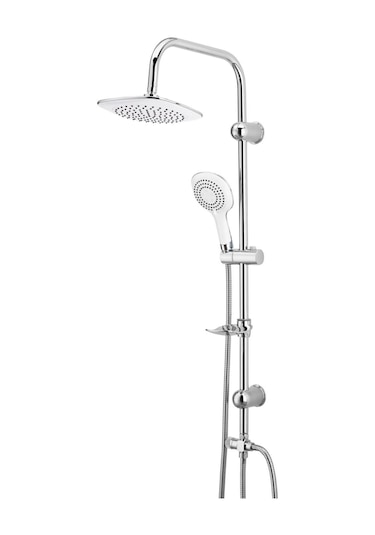 On2 Armatür Lüx Beyaz Yağmurlama Tepe Robot Duş Seti Pirinç Beyaz - Krom