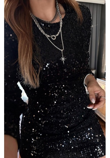 Kadife Kumaş Pul Payet Kısa Elbise Antrasit Mini Payetli Abiye Elbise Siyah Siyah