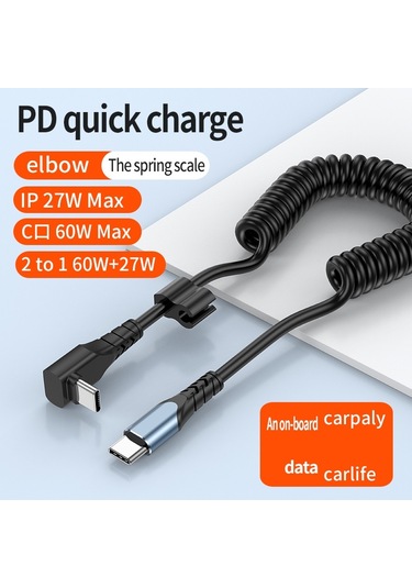 İos Uyumlu 15 Serisi 1.5m Type-c-typeTpu Kablo Ölçeklenebilir Yay Dirsek Pd Pd 60w 480mbps Şarjı Ve Veri Kablosu
