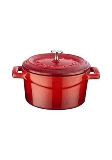 10 Cm Yuvarlak Döküm Mini Tencere, 0.35 L Hacim, Kırmızı