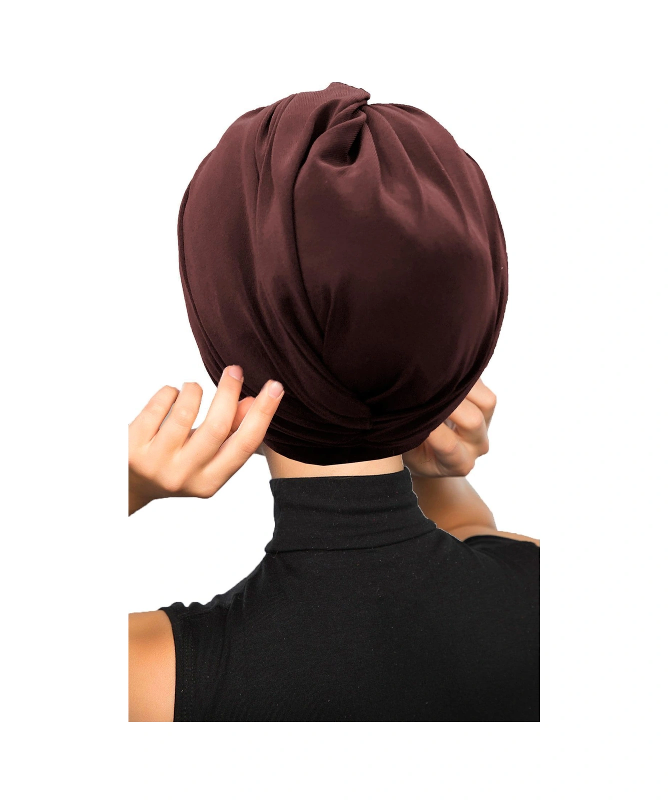 Çapraz Kancalı Kahve Hazır Türban Tesettür Dış Ve Havuz Bonesi Kahve