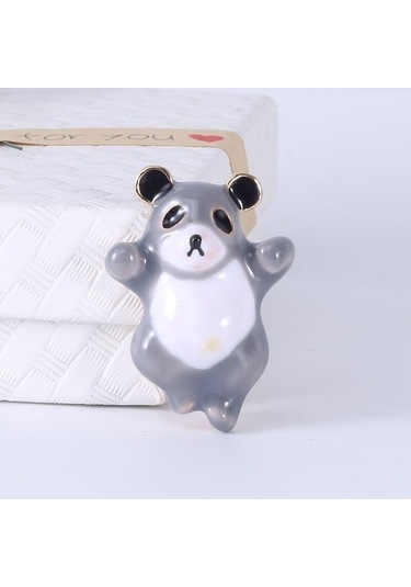 Gri Blucome Sevimli Emaye Bambu Panda Hayvan Broş Çocuklar İçin Taklidi Yeni Moda Gömlek Elbise Sırt Çantası Takı Pimleri