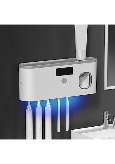 Oldfriend Gri Şarj Edilebilir Diş Fırçası Askısı, Kompakt Duş Depolama, Beyaz Gri