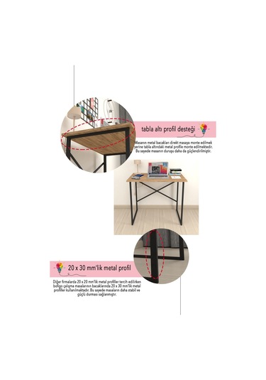 Bofigo 60x90 Cm Çalışma Masası Bilgisayar Masası Çam Açık Kahverengi